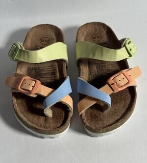 Lily & Dan Toddler Girls Size 9/10 Multicolor Buckle Strappy Sandals